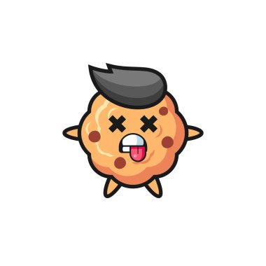 Tatlı çikolatalı kurabiyenin ölü duruşu, tişört, çıkartma, logo elementi için şirin bir tasarım