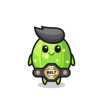 Kemerli MMA savaşçı kaktüs maskotu. Tişört, çıkartma, logo elementi için şirin bir tasarım.