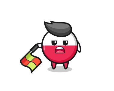 Şirin Polonya bayrağı karikatürü hula hoop oynuyor. Tişört, çıkartma, logo elementi için şirin bir tasarım.