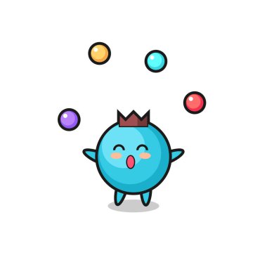 Böğürtlen sirki çizgi filmi, top hokkabazlığı, tişört, çıkartma, logo elementi için şirin bir tasarım.