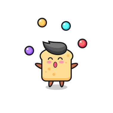 Ekmek sirki çizgi filmi, top hokkabazlığı, tişört, çıkartma, logo elementi için şirin bir tasarım.