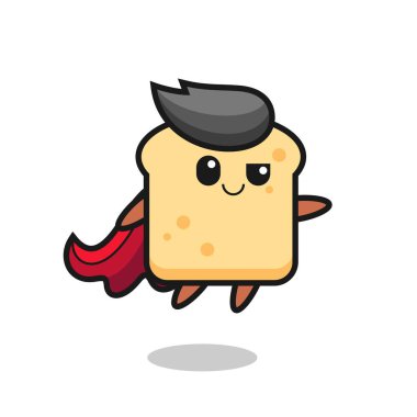 Şirin ekmek süper kahraman uçuyor. Tişört, çıkartma, logo elementi için şirin bir tasarım.