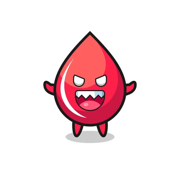 Illustration Evil Blood Drop Mascot Character Cute Style Design Shirt — Stock Vector