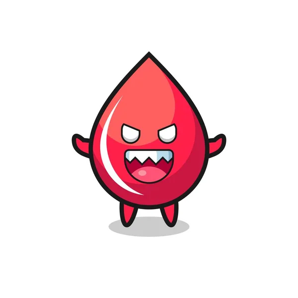 Illust Carácter Mascota Gota Sangre Malvada Lindo Diseño Estilo Para — Vector de stock