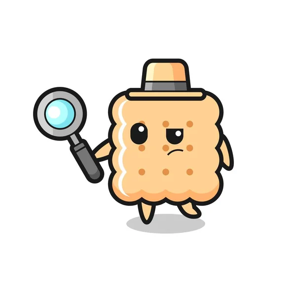 Cracker Detective Character Analyzing Case Cute Style Design Shirt Sticker — Stok Vektör