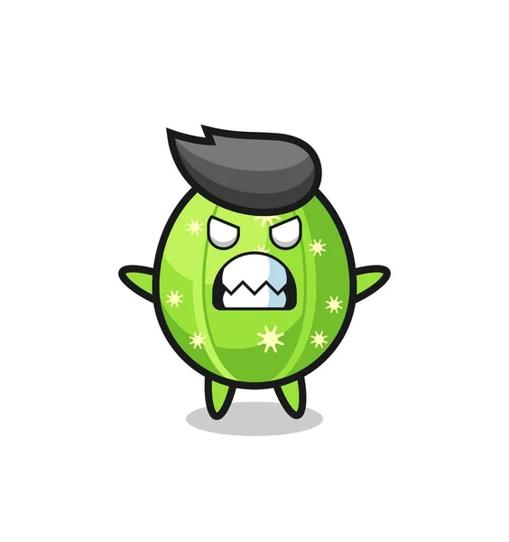 Wrathful Expression Cactus Mascot Character Cute Style Design Shirt Sticker — Image vectorielle