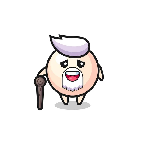 Cute Pearl Grandpa Holding Stick Cute Style Design Shirt Sticker — 图库矢量图片