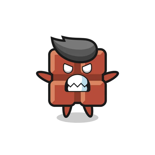 Wrathful Expression Chocolate Bar Mascot Character Cute Style Design Shirt — 스톡 벡터