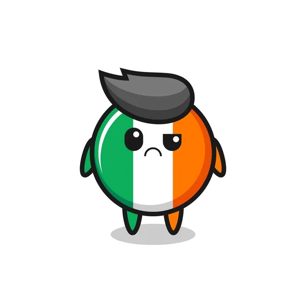 Mascot Ireland Flag Badge Sceptical Face Cute Style Design Shirt — Stock Vector