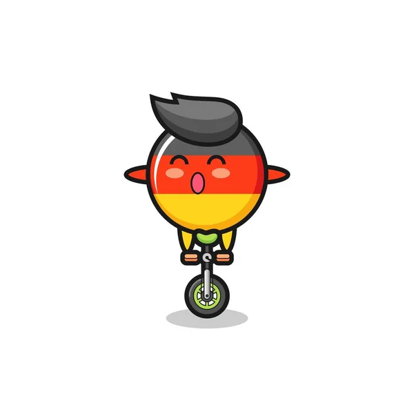 Şirin Alman Bayrak Rozeti Karakteri Sirk Bisikleti Sürüyor Tişört Çıkartma — Stok Vektör