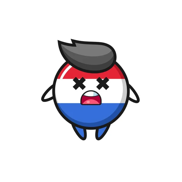 Personagem Mascote Emblema Bandeira Netherlands Morto Design Estilo Bonito Para —  Vetores de Stock