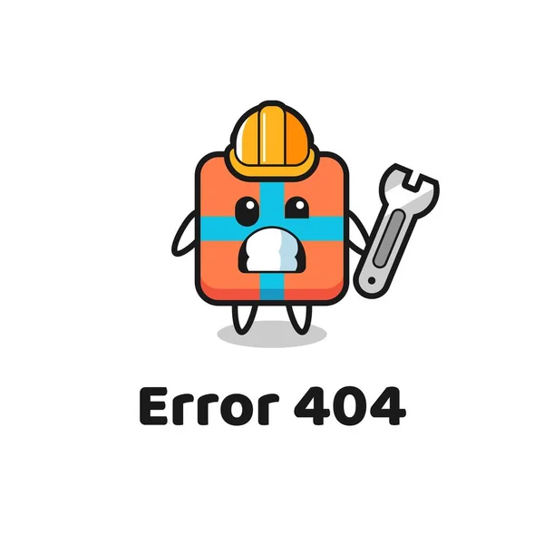 Fel 404 Med Den Söta Presentförpackning Maskot Söt Stil Design — Stock vektor