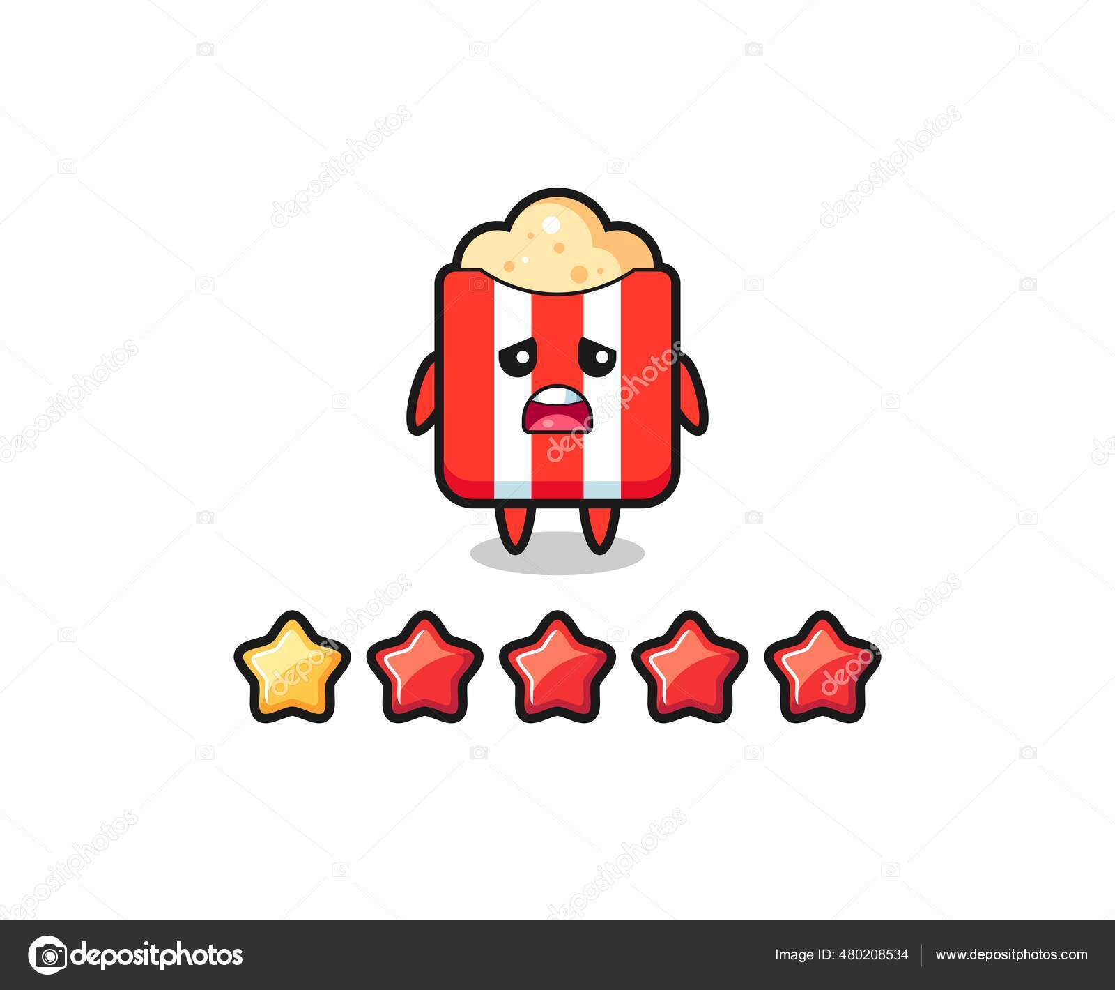 Illustration Customer Bad Rating Popcorn Cute Character Star Cute Style