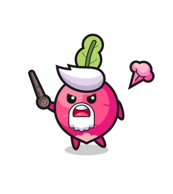 Şirin turp dedem sinirlenmeye başladı. Tişört, çıkartma ve logo için şirin bir tasarım.