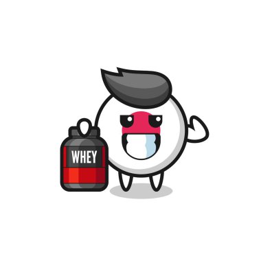 Kas japon bayrağı karakteri protein takviyesi tutuyor. Tişört, çıkartma, logo elementi için şirin bir tasarım.