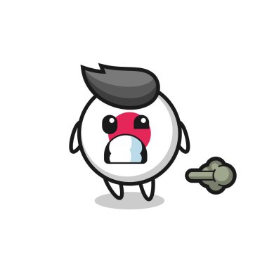 Japon bayrağı karikatürü osuruk yapıyor, tişört, çıkartma, logo elementi için şirin bir tasarım.