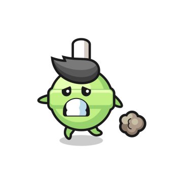 Korku içinde koşan lolipopun çizimi, tişört, çıkartma, logo elementi için şirin bir tasarım