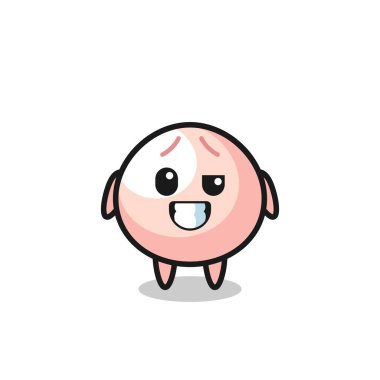 İyimser yüzlü tatlı köfte maskotu, tişört, etiket, logo elementi için şirin bir tasarım.