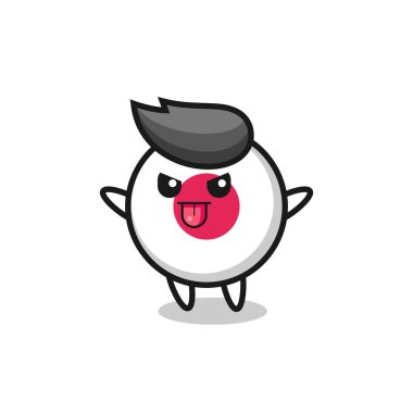 Yaramaz Japon bayrak rozet karakteri alaycı poz, tişört, çıkartma, logo elementi için şirin tasarım