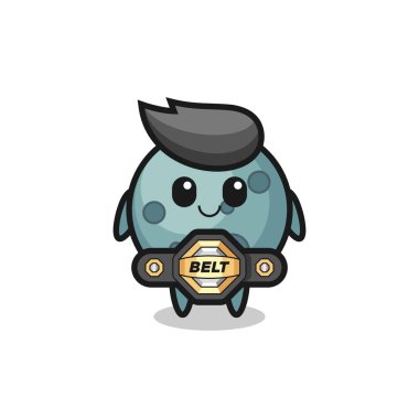 Kemerli MMA savaşçı asteroit maskotu. Tişört, çıkartma, logo elementi için şirin bir tasarım.