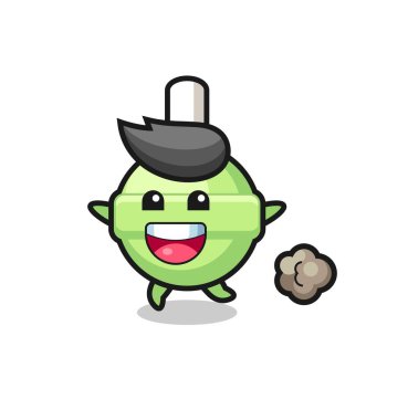 Koşu pozlu mutlu lolipop çizgi filmi, tişört, çıkartma, logo elementi için şirin bir tasarım.