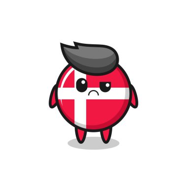 Danimarka bayrağının maskotu, kuşkulu yüzlü, tişört, çıkartma, logo elementi için şirin bir tasarım.
