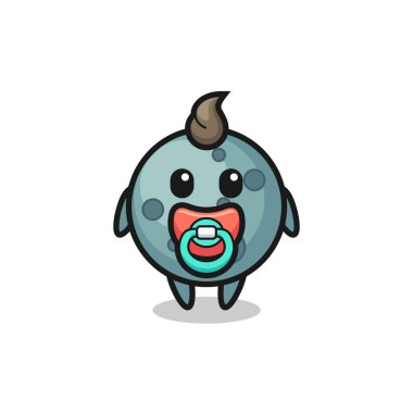 bebek asteroid emziği olan çizgi film karakteri, tişört, etiket, logo elementi için şirin bir tasarım.