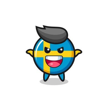 Şirin İsveç bayrak rozeti tasviri korkutma hareketi, tişört, çıkartma, logo elementi için şirin tasarım.