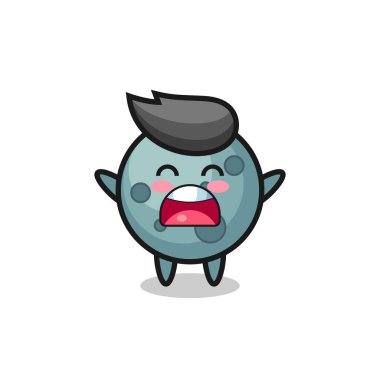 Esneme ifadesi olan sevimli asteroit maskotu tişört, çıkartma, logo elementi için şirin bir tasarım.