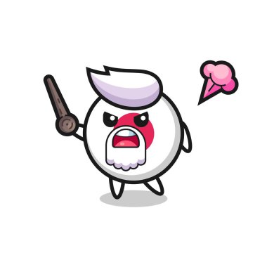 Şirin Japon bayrak rozeti. Dedem sinirlenmeye başladı. Tişört, çıkartma ve logo için şirin bir tasarım yapıyor.