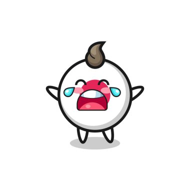 Ağlayan Japon bayrak rozeti güzel bebek, tişört, çıkartma, logo elementi için şirin tasarım.