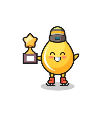 Bal damlası çizgi filmi, buz patencisi. Kazanan kupa, tişört, çıkartma, logo elementi için şirin bir tasarım.