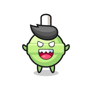 Şeytani lolipop maskotu karakteri, tişört, çıkartma, logo elementi için şirin bir tasarım