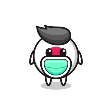 Maske takan sevimli Japon bayrak karikatürü tişört, çıkartma, logo elementi için şirin bir tasarım.