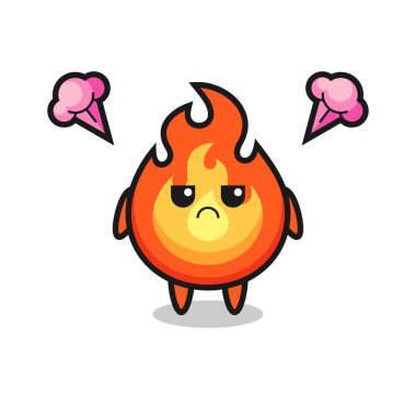 Şirin ateş çizgi film karakterinin rahatsız edici ifadesi, tişört, etiket, logo elementi için şirin tasarım