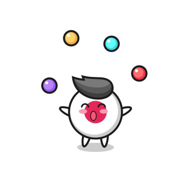 Japon bayrak rozeti sirk karikatürü top hokkabazlığı, tişört, çıkartma, logo elementi için şirin bir tasarım.