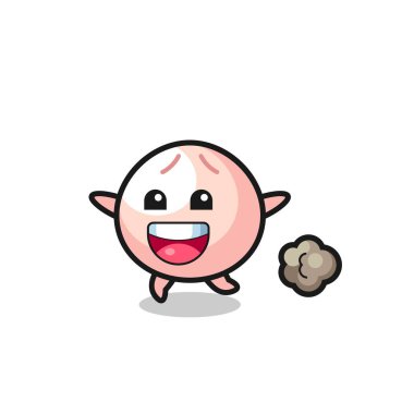 Koşu pozlu mutlu köfte karikatürü, tişört, etiket, logo elementi için şirin bir tasarım.