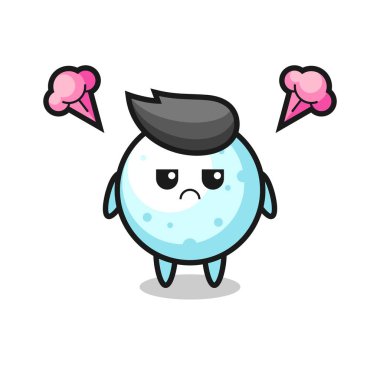 Tişört, çıkartma, logo elementi için şirin bir tasarım olan kartopu karakterinin rahatsız edici ifadesi