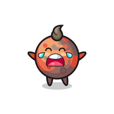 Ağlayan mars şirin bebek, tişört, çıkartma, logo elementi için şirin tasarım.