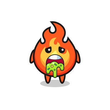 Kusmuklu sevimli ateş karakteri, tişört, çıkartma, logo elementi için şirin bir tasarım.