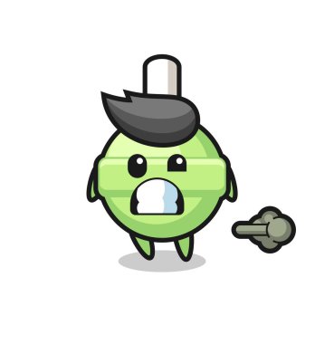 Osuran lolipop çizgi filminin çizimi, tişört, etiket, logo elementi için şirin bir tasarım.