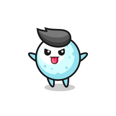 Alaycı pozdaki yaramaz kar topu karakteri, tişört, çıkartma, logo elementi için şirin tasarım