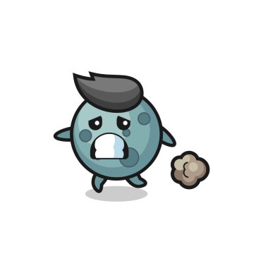 Korku içinde çalışan asteroidin çizimi, t-shirt, etiket, logo ögesi için şirin bir tasarım