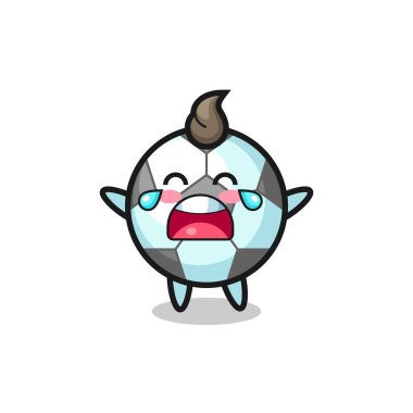 Ağlayan futbolcu şirin bebeğin resmi, tişört, çıkartma, logo elementi için şirin tasarım.