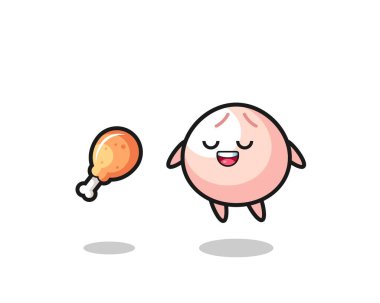 Kızarmış tavuk, tişört, etiket ve logo için şirin bir tasarım olduğu için tatlı ve cezbedici.