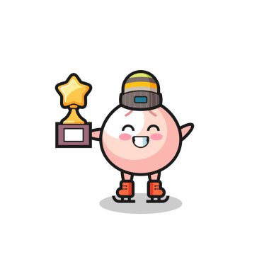 Bir buz patencisi olarak köfte karikatürü. Kazanan kupa, tişört, etiket, logo elementi için şirin bir tasarım.