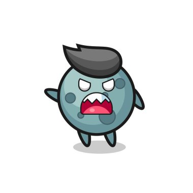 Çok kızgın bir duruşta sevimli asteroit karikatürü, tişört, çıkartma, logo elementi için şirin bir tasarım.