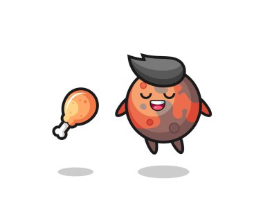 Kızarmış tavuk, tişört, çıkartma, logo elementi için şirin bir tasarım.