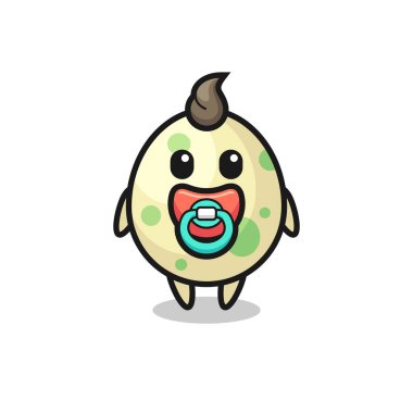 Bebek benekli yumurta karikatürü karakteri emzik, tişört, çıkartma, logo elementi için şirin bir tasarım.