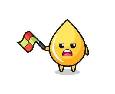 Çizgi film, çizgi film yargıcı olarak bayrağı 45 derecelik açıyla kaldırın, tişört, çıkartma, logo elementi için şirin bir tasarım yapın.